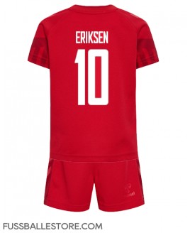 Günstige Dänemark Christian Eriksen #10 Heimtrikotsatz Kinder WM 2022 Kurzarm (+ Kurze Hosen)